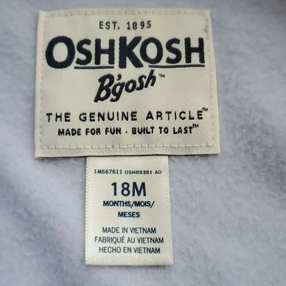 OshKosh B'gosh NWT 2 tone blue fleece zip up jacket size 18 month - Picture 2 of 9